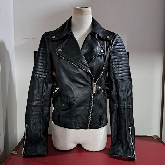 🌈ZARA 100% GENUINE LEATHER JACKET-XS - Picture 4 of 7